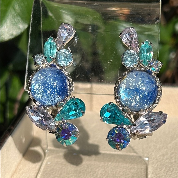 Weiss Teal Blue and Silver Earrings - Picture 4 of 6